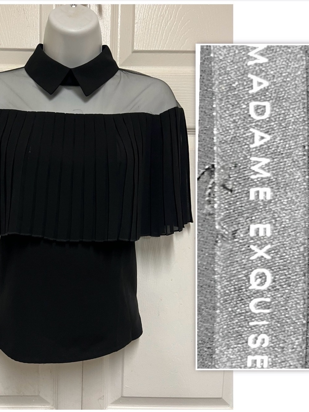 Madam Exquise Black Pleated Blouse